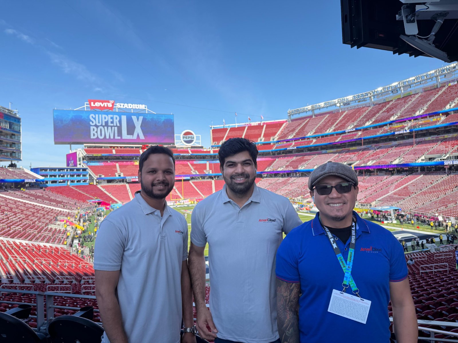 AmeriCloud engineers at Levi's Stadium during Super Bowl LX